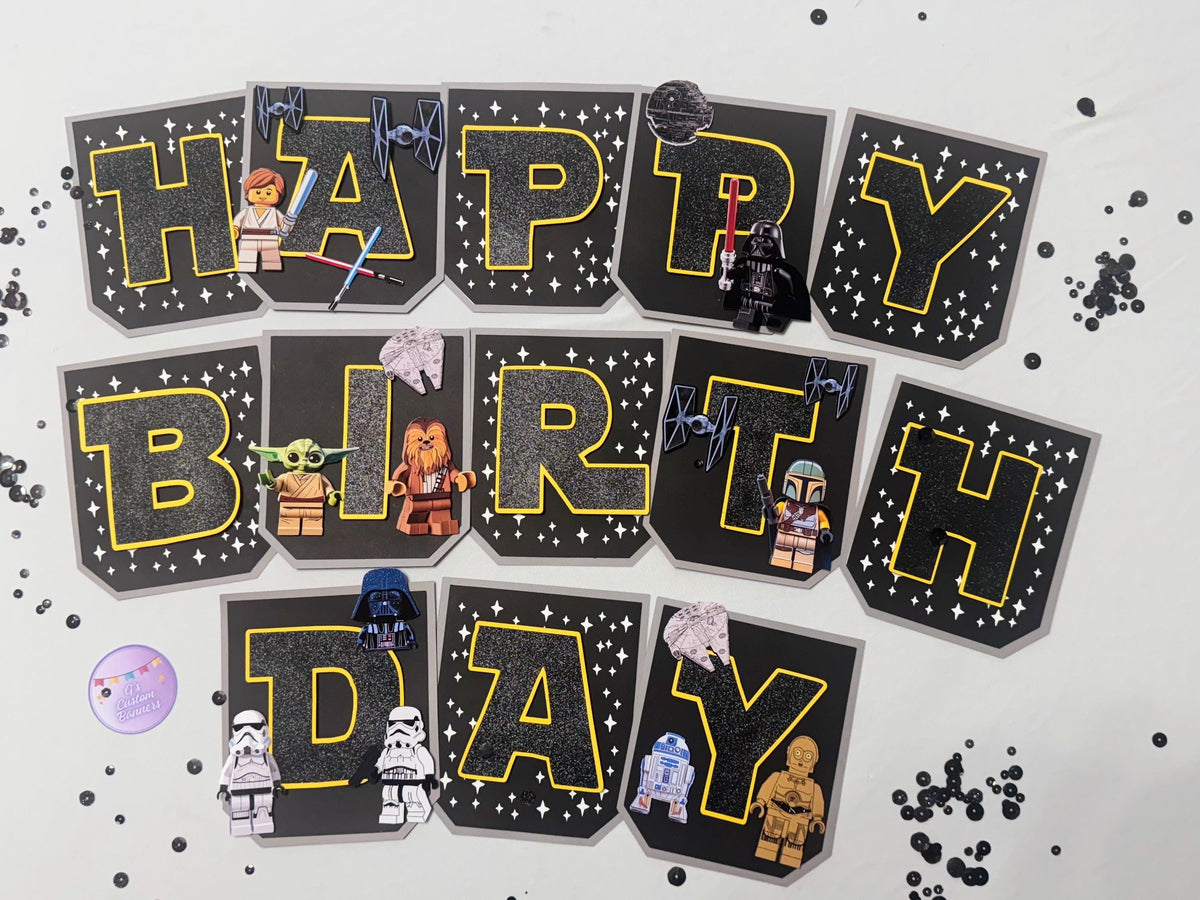 Space Brick Wars Happy Birthday Banner