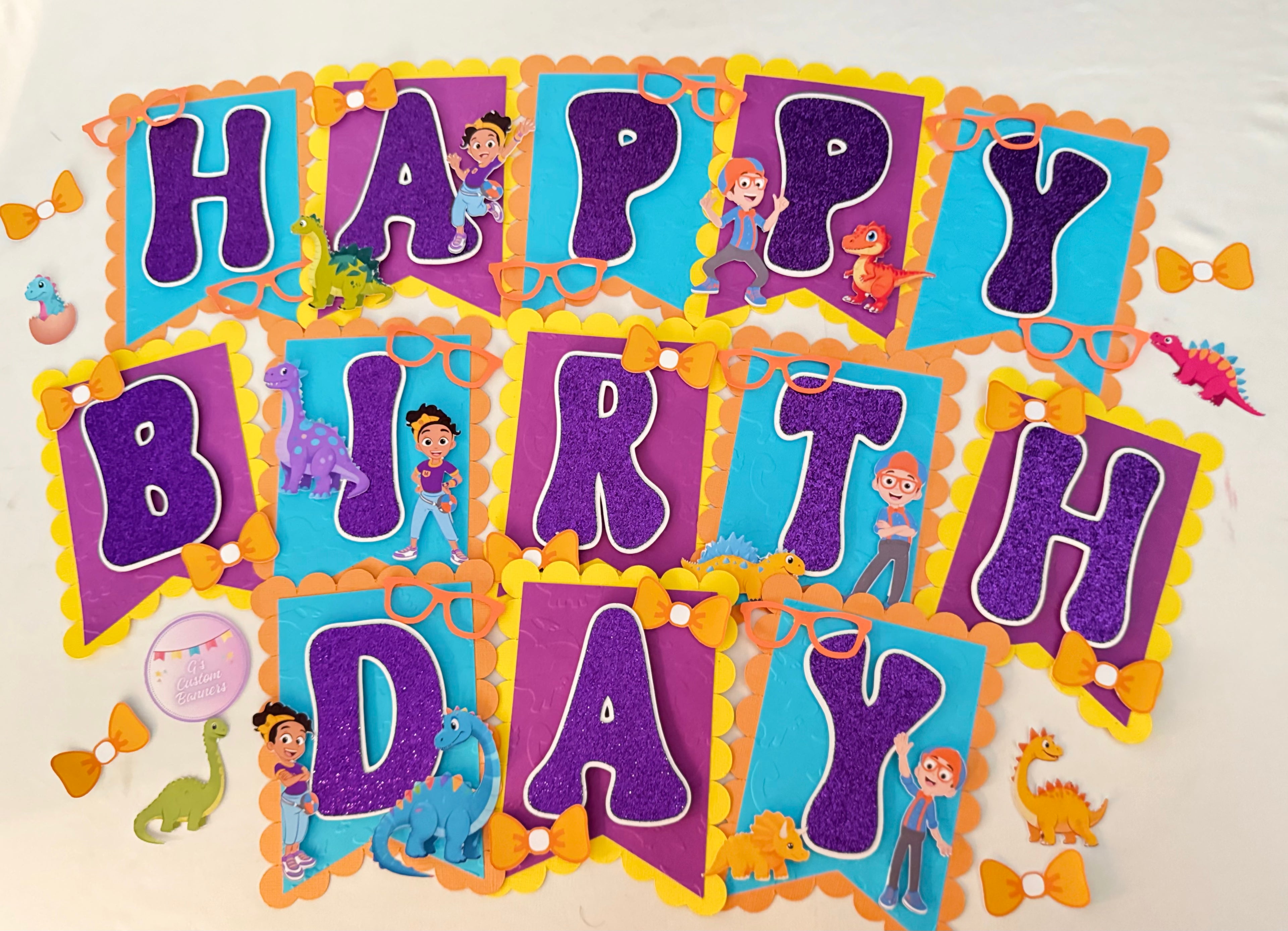 Bright Blue and Orange Happy Birthday Banner